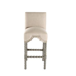 Barstool San Marco French Silver with Back, Euro Burlap